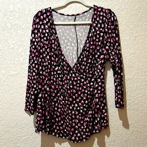 Lane Bryant Black Faux Wrap Blouse Women’s Size 14/16; NWT